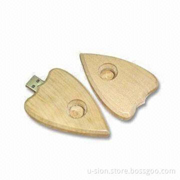 Heart-shaped Wooden USB2.0 Flash Memory Sticks with 25g Weight